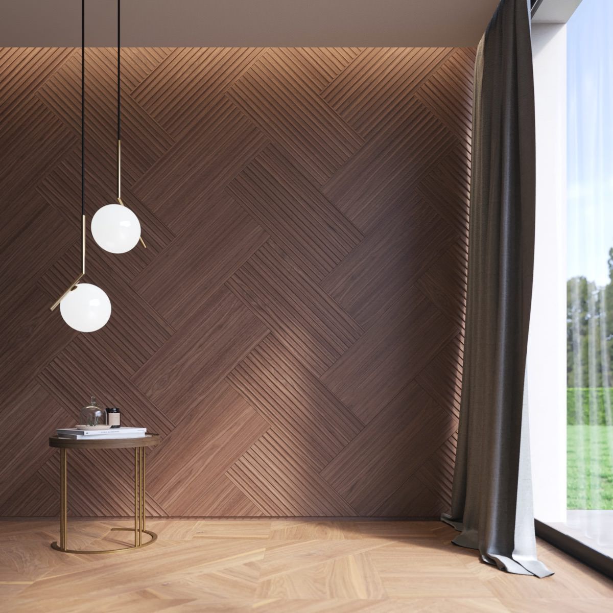 Code 3D module with oblique lines - Wood Interiors