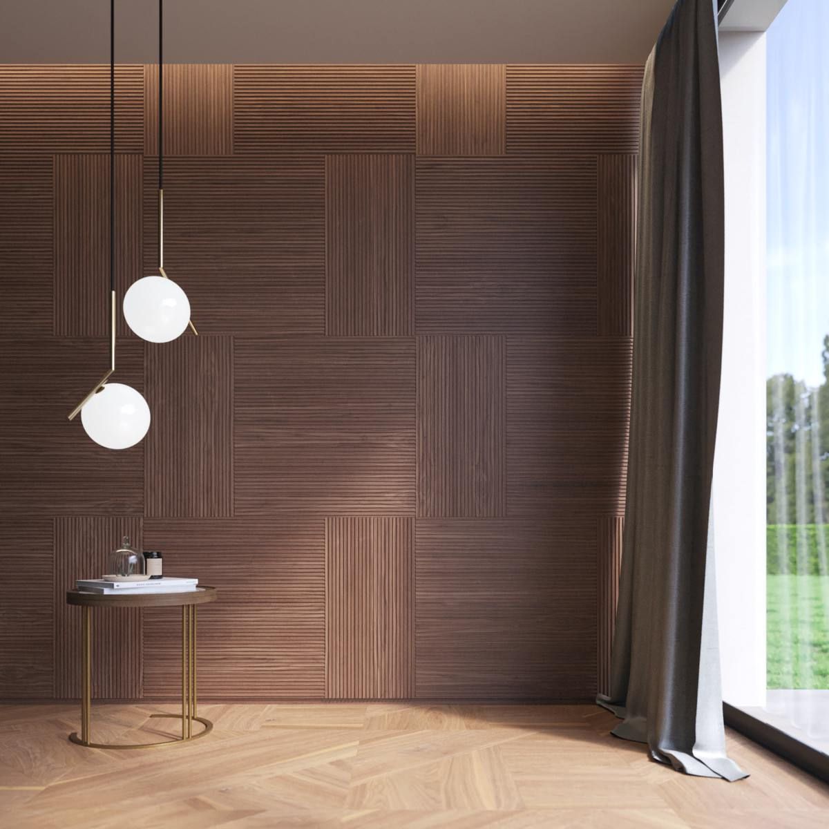 3D Code module with horizontal and vertical lines - Wood Interiors